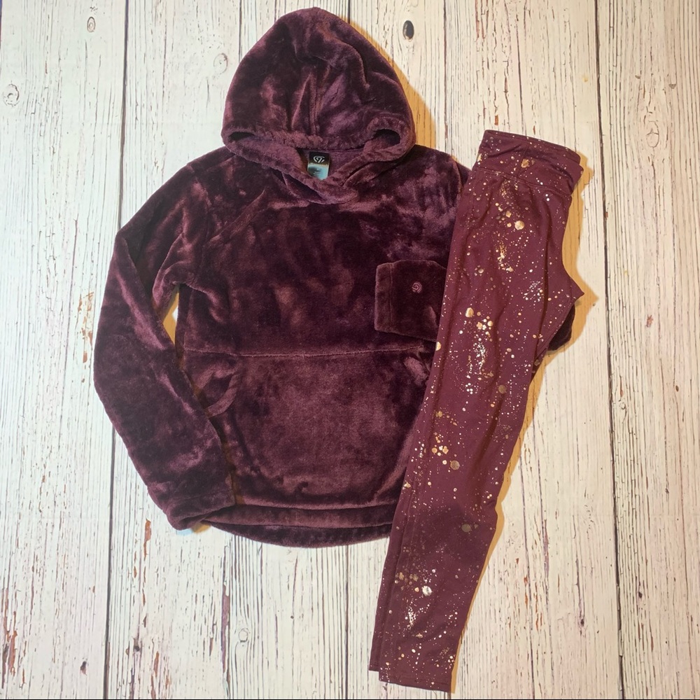 Girls Wine Hoodie and Legging Set